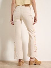 Apricot Cream Lulu Floral Embroidered Flare Jeans - Image 4 of 6
