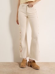 Apricot Cream Lulu Floral Embroidered Flare Jeans - Image 6 of 6