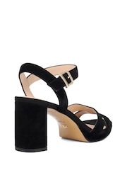 Dune London Black Ground Wide Fit Leather Manifesting Mini Platform Suede Sandals - Image 3 of 5