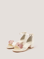 Monsoon Cream Rosette Satin Two Part Heels - Image 1 of 3
