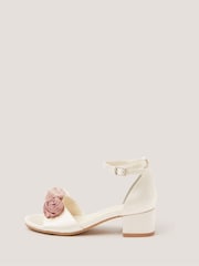 Monsoon Cream Rosette Satin Two Part Heels - Image 2 of 3