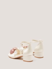 Monsoon Cream Rosette Satin Two Part Heels - Image 3 of 3