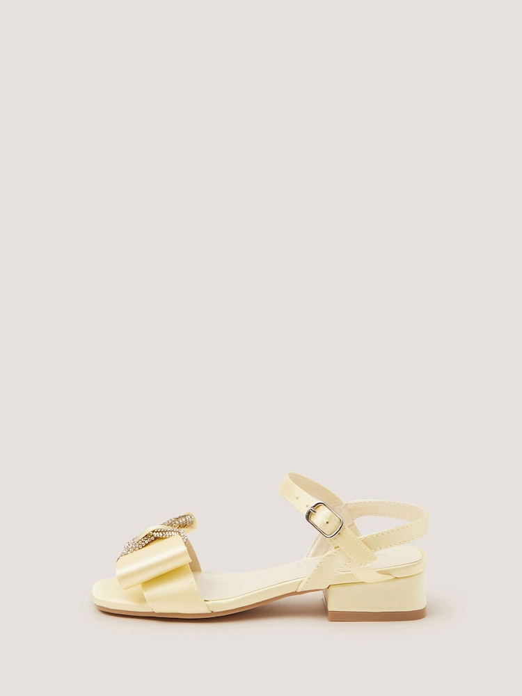 Monsoon Yellow Diamanté Bow Low Heel Sandals - Image 1 of 3