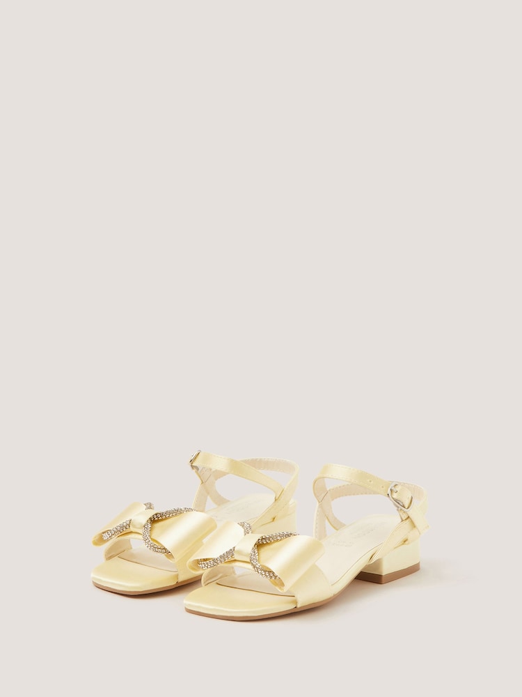 Monsoon Yellow Diamanté Bow Low Heel Sandals - Image 3 of 3
