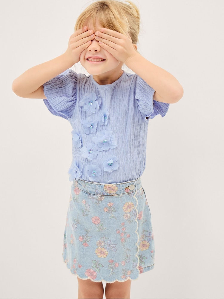 Monsoon Blue Floral Denim Skort - Image 1 of 1