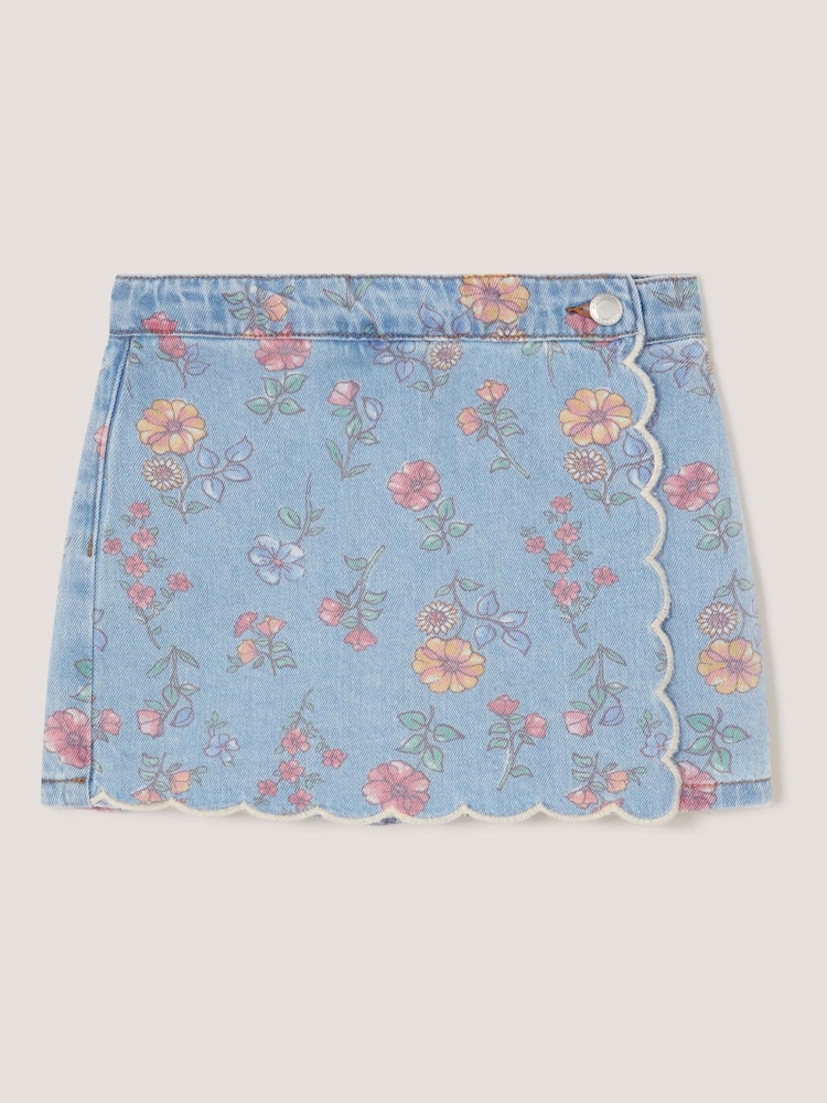 Monsoon Blue Floral Denim Skort - Image 2 of 3