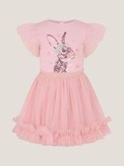 Monsoon Pink Bunny Sequin Disco Dress - Image 1 of 3