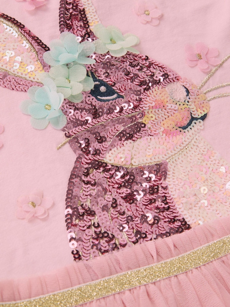 Monsoon Pink Bunny Sequin Disco Dress - Image 3 of 3 Monsoon Pink Bunny Sequin Disco Dress - Image 3 of 3