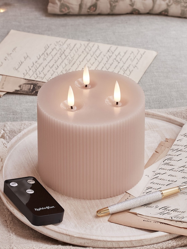 Lights4fun 3 Wick Blush Pink TruGlow Candle - Image 1 of 5