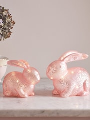Lights4fun Pink Mottled Glass Bunny Easter Decoration - Image 1 of 3