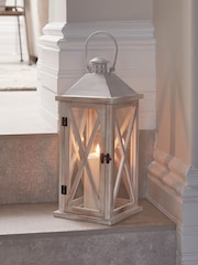 Lights4fun Natural Folkestone Wooden Lantern with TruGlow® Candle - Image 2 of 4