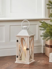 Lights4fun Natural Folkestone Wooden Lantern with TruGlow® Candle - Image 4 of 4