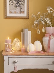 Lights4fun Set of 4 Clear Glass Eggs with Flower Design - Image 5 of 5