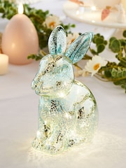 Lights4fun Silver Mottled Glass Bunny Easter Decoration - Image 1 of 3
