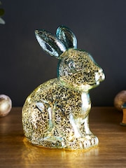Lights4fun Silver Mottled Glass Bunny Easter Decoration - Image 2 of 3
