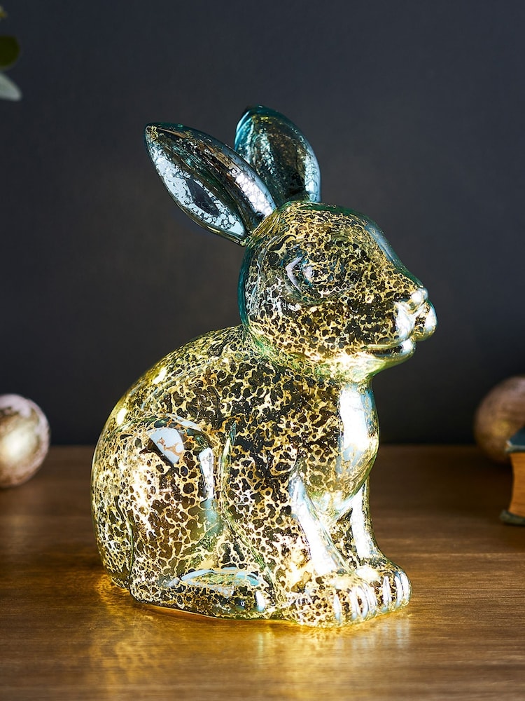 Lights4fun Silver Mottled Glass Bunny Easter Decoration - Image 2 of 3