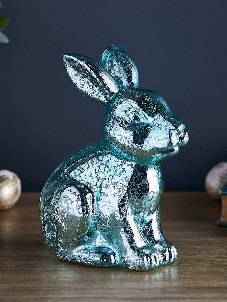 Lights4fun Silver Mottled Glass Bunny Easter Decoration - Image 3 of 3