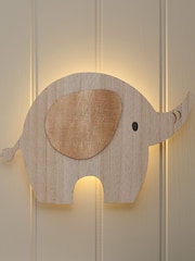 Lights4fun Natural Elephant Children's Wall Light with Infrared RC - Image 1 of 6