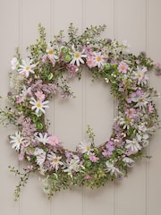 Lights4fun 50cm LED Wreath with Pastel Daisies - Image 2 of 5
