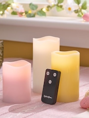 Lights4fun Set of 3 Pastel Pillar Candles - Image 2 of 3