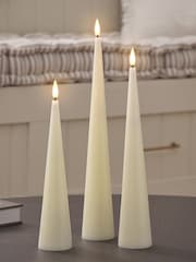 Lights4fun Set of 3 Ivory Slim Cone Candles with Infrared RC - Image 3 of 4