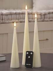 Lights4fun Set of 3 Ivory Slim Cone Candles with Infrared RC - Image 4 of 4