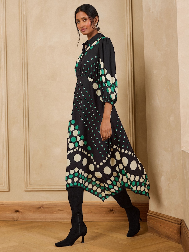 Love & Roses Hanky Hem Shirt Midi Dress - Imagem 1 de 5