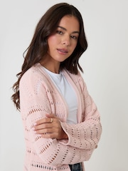 Threadbare Pink Pointelle Knit Longline Cardigan - Image 5 of 5