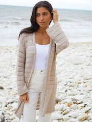 Threadbare Yellow Pointelle Knit Longline Cardigan - Image 5 of 5