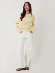 Threadbare Yellow Long Sleeve Pointelle Crochet Knit Jumper - Image 4 of 4