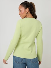 Threadbare Green Cinched Crew Neck Cardigan - Image 2 of 4