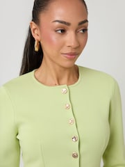 Threadbare Green Cinched Crew Neck Cardigan - Image 3 of 4