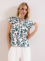 Phase Eight Green Rena Cotton Blouse - Image 1 of 6
