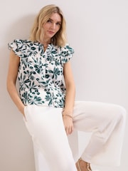 Phase Eight Green Rena Cotton Blouse - Image 3 of 6