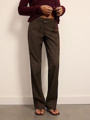 Plaid Checks Alto Rise Belted Stretch Tailored Bootcut Trousers - Imagen 1 de 4