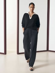 Charcoal Grey Slinky Wide Leg Trousers - Image 1 of 8