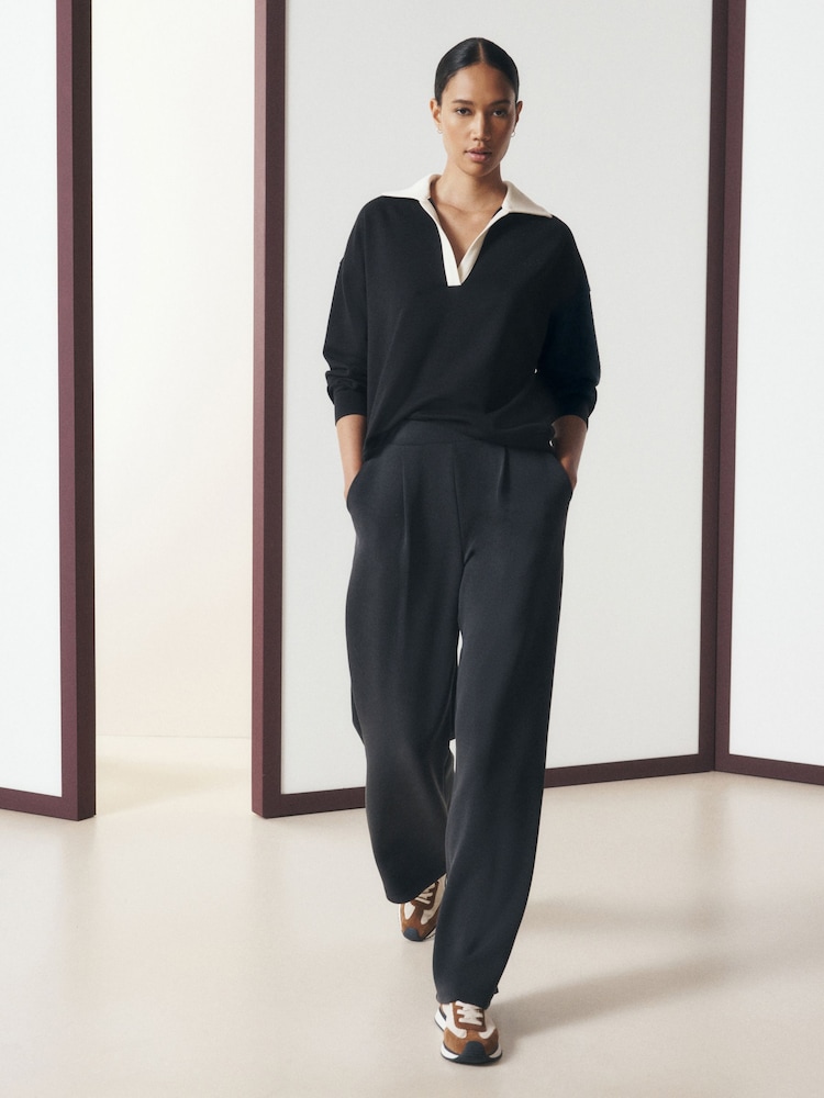 Charcoal Grey Slinky Wide Leg Trousers - Image 1 of 8