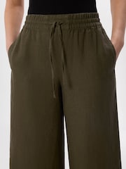 Whistles Green Elasticated Linen Crop Trousers - Image 3 of 5