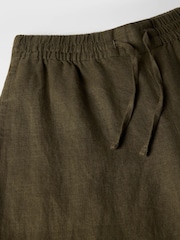 Whistles Green Elasticated Linen Crop Trousers - Image 5 of 5