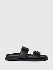 Whistles Black Double Buckle Slide Sandals - Image 2 of 4