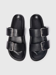 Whistles Black Double Buckle Slide Sandals - Image 3 of 4