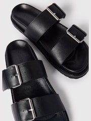 Whistles Black Double Buckle Slide Sandals - Image 4 of 4