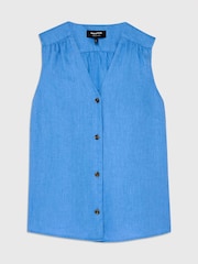 Whistles Blue Laura Linen Tank Top - Image 5 of 5