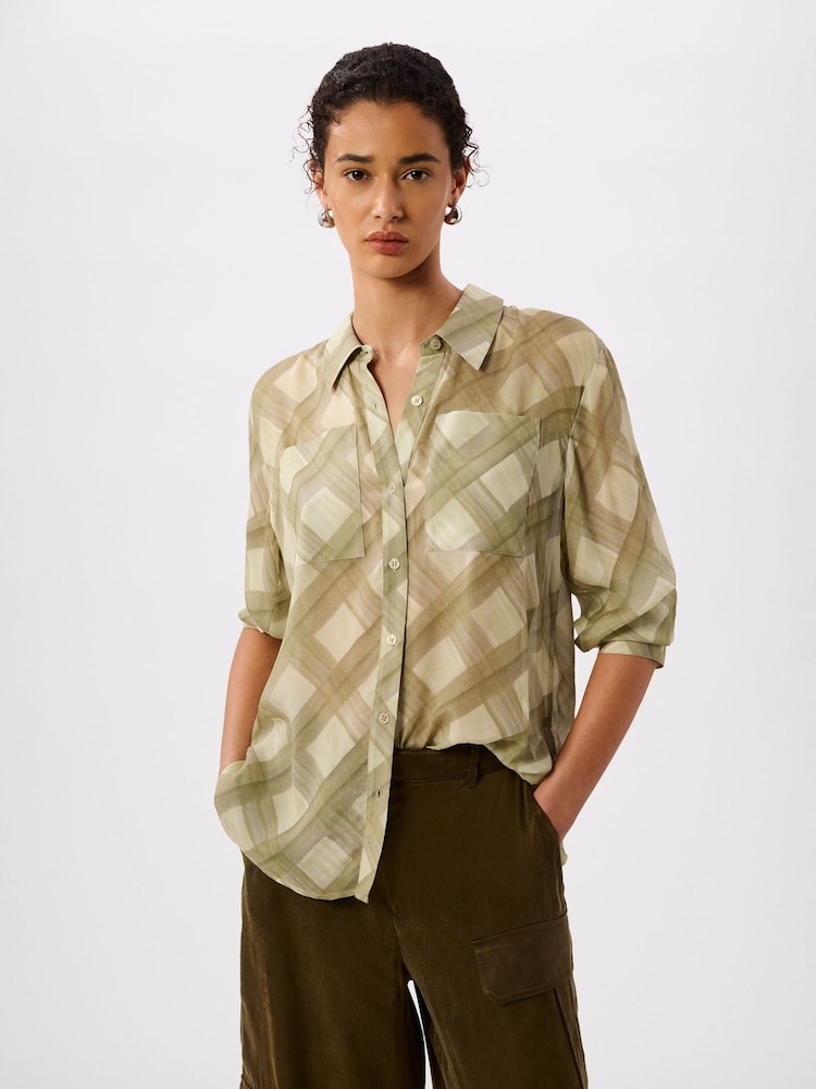 Whistles Green Check Sheer Shirt - Image 1 of 4 Whistles Green Check Sheer Shirt - Image 1 of 4