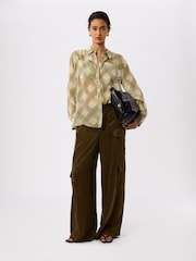 Whistles Green Check Sheer Shirt - Image 3 of 4