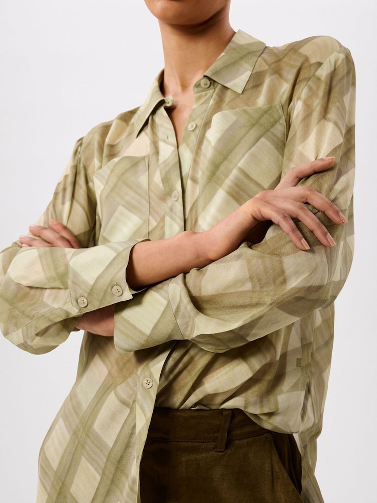 Whistles Green Check Sheer Shirt - Image 4 of 4 Whistles Green Check Sheer Shirt - Image 4 of 4