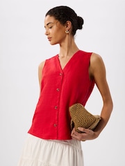 Whistles Red Laura Linen Tank - Image 1 of 5