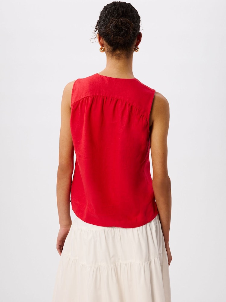 Whistles Red Laura Linen Tank - Image 2 of 5
