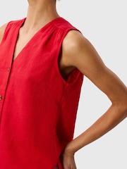 Whistles Red Laura Linen Tank - Image 4 of 5