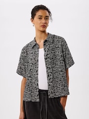 Whistles Black Woven Grid Shirt - Image 1 of 4